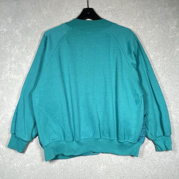 Vintage Puma Jacket Men’s Large Cotton Blend Green Quilted Bomber Shoulder Pads - Picture 10 of 13